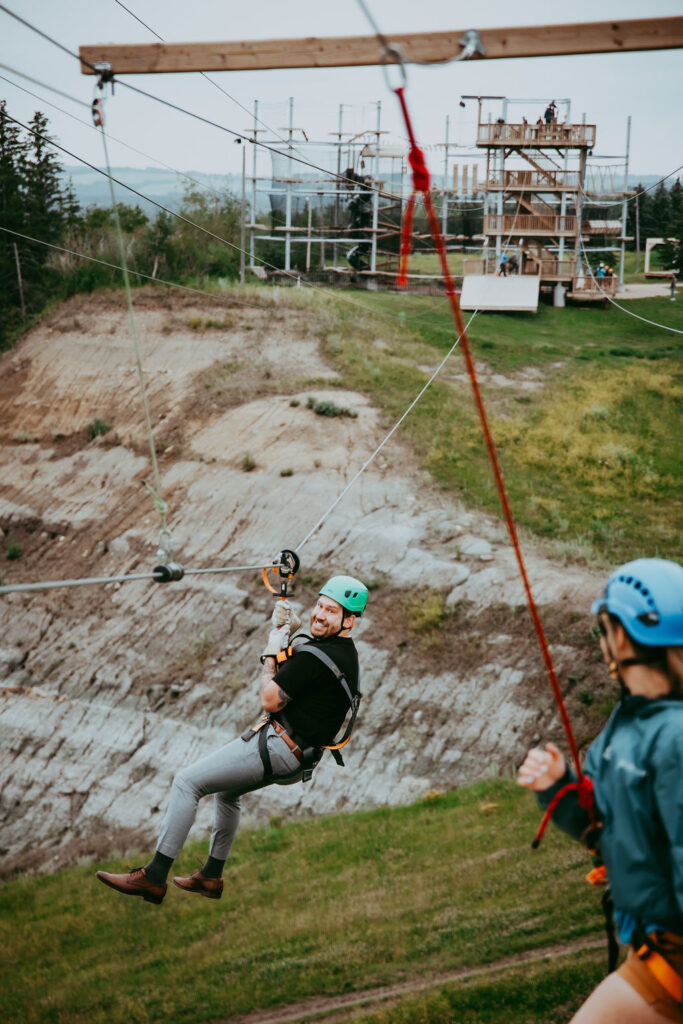canyon ski hill alberta wedding adventure couple 